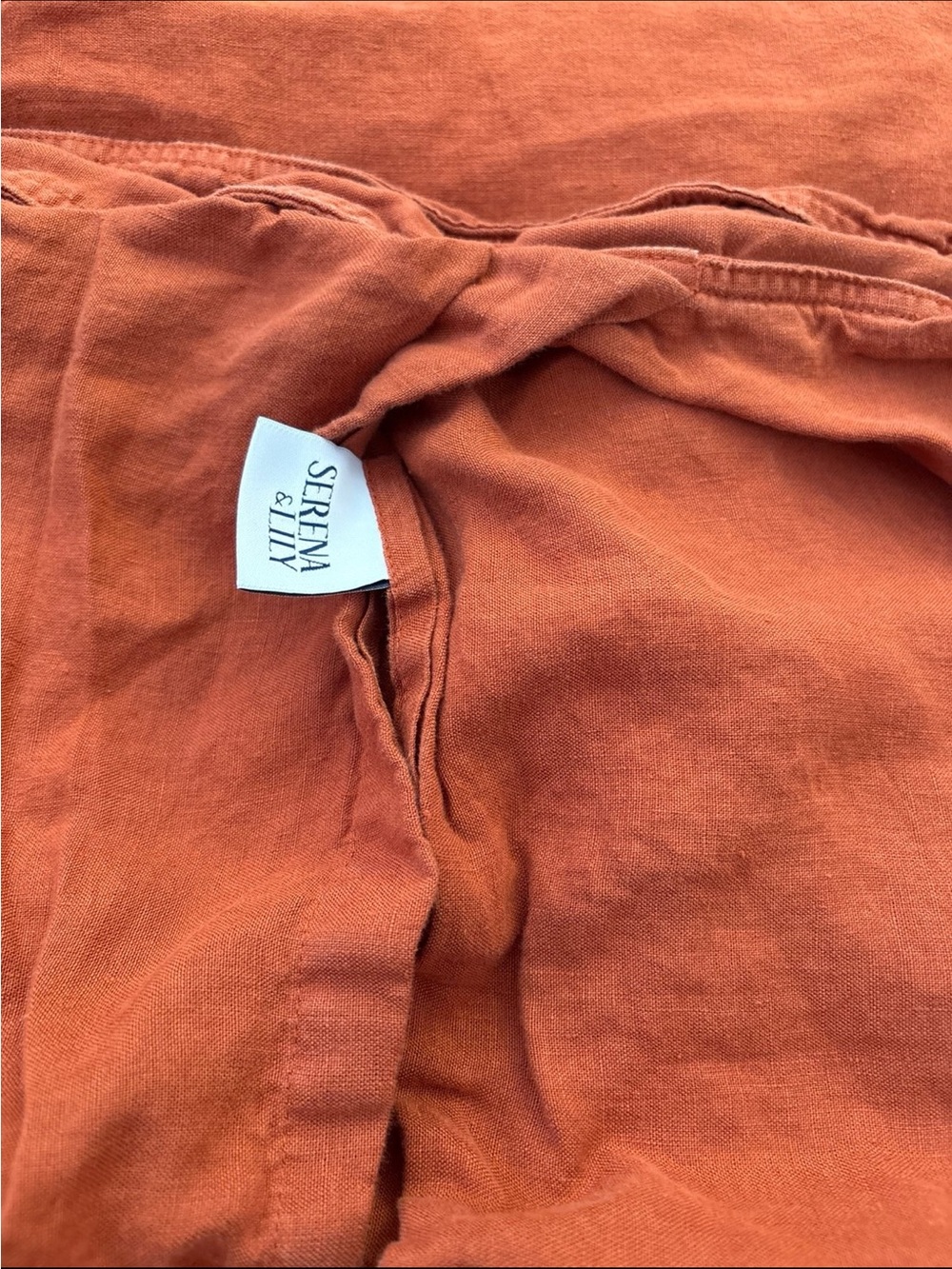 Serena & Lily Rust Orange Bottoms
serena and Lily duvet cover queen 100 linen